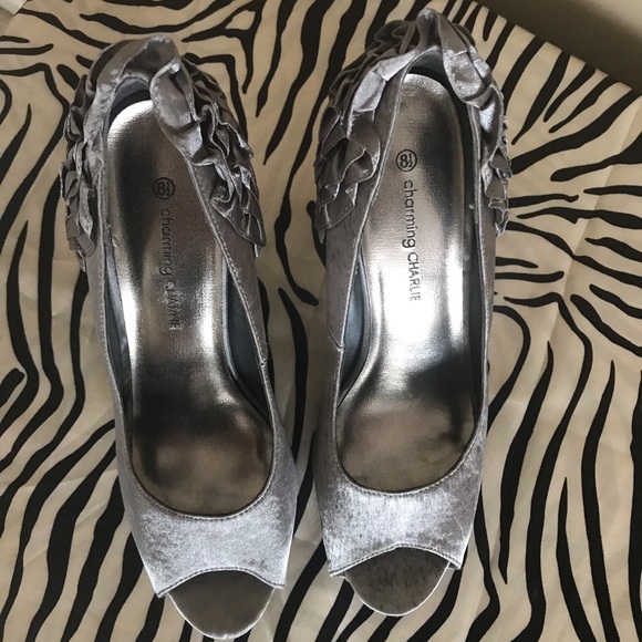 Charming Charlie Peeptoe Ruffled Heels - Picture 3 of 8